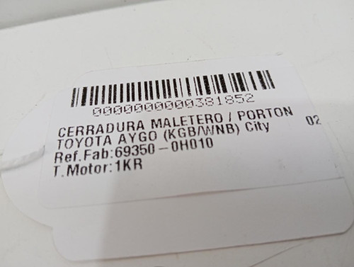  CERRADURA MALETERO / PORTON Toyota AYGO (KGB/WNB) 