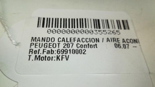  MANDO CALEFACCION / AIRE ACONDICIONADO PEUGEOT 207 