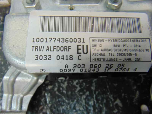 AIRBAG LATERAL DELANTERO DERECHO, MERCEDES-BENZ, CLASE C (BM 203) BERLINA