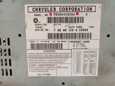SISTEMA AUDIO / RADIO CD, DODGE, CALIBER (PM)