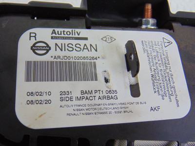 AIRBAG LATERAL DERECHO, NISSAN, QASHQAI (J10)