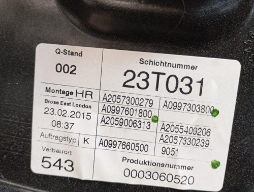 ELEVALUNAS TRASERO DERECHO Mercedes-Benz CLASE C (BM 205) BERLINA 