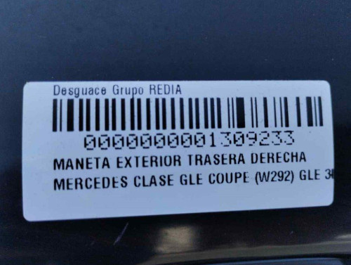 MANETA EXTERIOR TRASERA DERECHA Mercedes-Benz CLASE GLE (BM 292) COUPE 
