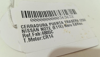 CERRADURA PUERTA TRASERA IZQUIERDA, NISSAN, NOTE (E11E)
