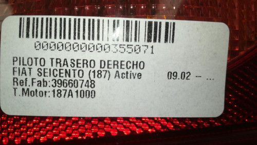  PILOTO TRASERO DERECHO FIAT SEICENTO (187) 