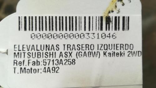 ELEVALUNAS TRASERO IZQUIERDO MITSUBISHI ASX (GA0W) 