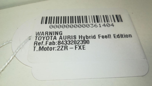 WARNING, TOYOTA, AURIS (E18) 
