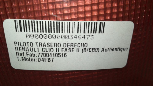  PILOTO TRASERO DERECHO Renault CLIO II FASE II (B/CB0) 