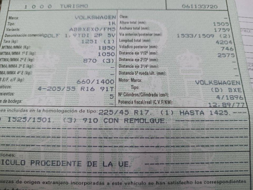  VOLKSWAGEN GOLF V (1K1)(10.2003) 