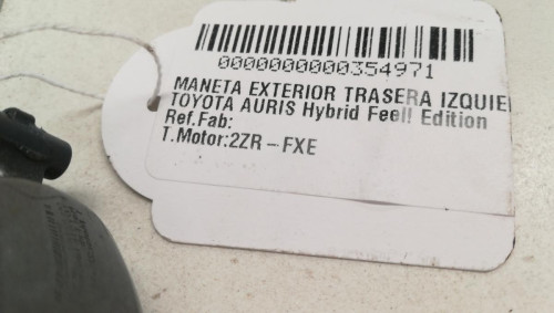  MANETA EXTERIOR TRASERA IZQUIERDA, TOYOTA, AURIS (E18) 