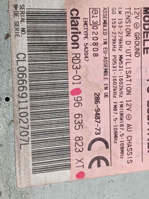 SISTEMA AUDIO / RADIO CD, PEUGEOT, 206 +