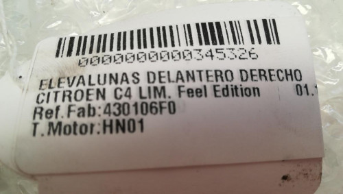  ELEVALUNAS DELANTERO DERECHO CITROEN C4 BERLINA 