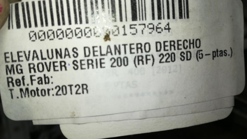  ELEVALUNAS DELANTERO DERECHO MG ROVER ROVER 200 (RF) 