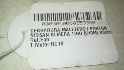 CERRADURA MALETERO / PORTON, NISSAN, ALMERA TINO (V10M)