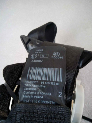 CINTURON SEGURIDAD TRASERO DERECHO, PEUGEOT, 3008