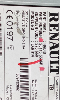 SISTEMA AUDIO / RADIO CD, RENAULT, MEGANE IV BERLINA 5P