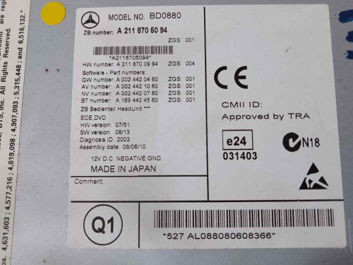 SISTEMA NAVEGACION GPS MERCEDES-BENZ CLS (BM 219) 