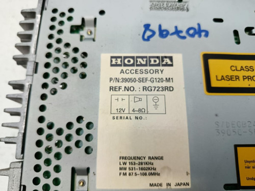 SISTEMA AUDIO / RADIO CD Honda ACCORD BERLINA (CL/CN) 