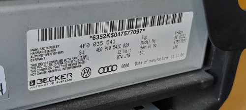 SISTEMA AUDIO / RADIO CD Audi A6 BERLINA (4F2) 