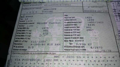  RENAULT MEGANE I CLASSIC (LA0) 