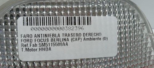 FARO ANTINIEBLA TRASERO DERECHO Ford FOCUS BERLINA (CAP) 