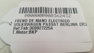 FRENO DE MANO ELECTRICO, VOLKSWAGEN, PASSAT BERLINA (3C2)