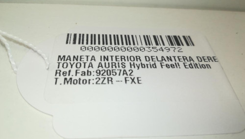  MANETA INTERIOR DELANTERA DERECHA, TOYOTA, AURIS (E18) 