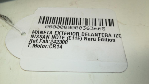  MANETA EXTERIOR DELANTERA IZQUIERDA NISSAN NOTE (E11E) 