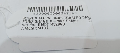  MANDO ELEVALUNAS TRASERO DERECHO FORD GRAND C-MAX (CB7) 