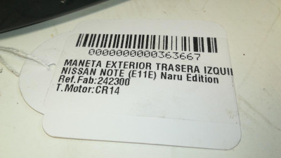 MANETA EXTERIOR TRASERA IZQUIERDA, NISSAN, NOTE (E11E)