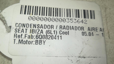 CONDENSADOR / RADIADOR AIRE ACONDICIONADO, SEAT, IBIZA (6L1)