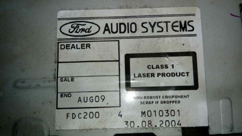 SISTEMA AUDIO / RADIO CD Ford FOCUS C-MAX (CAP)(2003) 