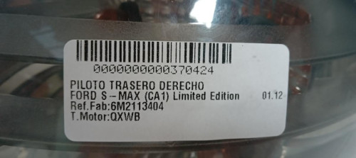  PILOTO TRASERO DERECHO, FORD, S-MAX (CA1) 