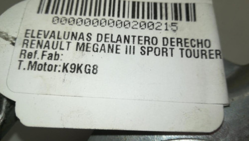 ELEVALUNAS DELANTERO DERECHO Renault MEGANE III SPORT TOURER 