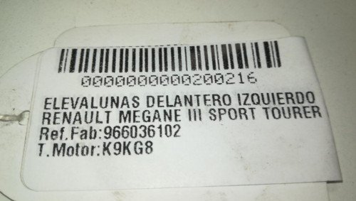 ELEVALUNAS DELANTERO IZQUIERDO RENAULT MEGANE III SPORT TOURER 
