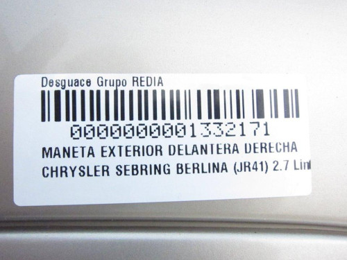  MANETA EXTERIOR DELANTERA DERECHA Chrysler SEBRING JR 41 BERLINA 