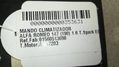 MANDO CLIMATIZADOR, ALFA ROMEO, 147 (190)