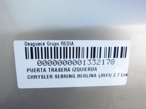  PUERTA TRASERA IZQUIERDA CHRYSLER SEBRING JR 41 BERLINA 