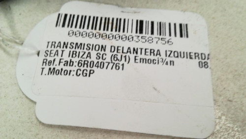  TRANSMISION DELANTERA IZQUIERDA SEAT IBIZA SC (6J1) 