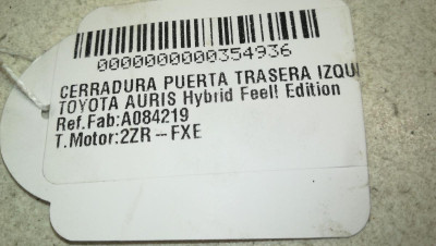 CERRADURA PUERTA TRASERA IZQUIERDA, TOYOTA, AURIS (E18)