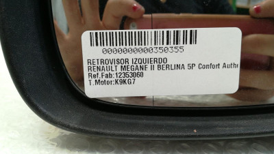 RETROVISOR IZQUIERDO, RENAULT, MEGANE II BERLINA 5P