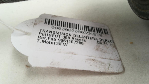  TRANSMISION DELANTERA DERECHA PEUGEOT 308 