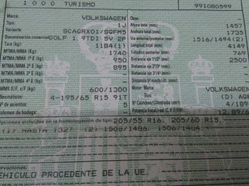  VOLKSWAGEN GOLF IV BERLINA (1J1)(10.1997) 
