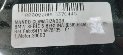  MANDO CLIMATIZADOR BMW SERIE 5 BERLINA (E60) 