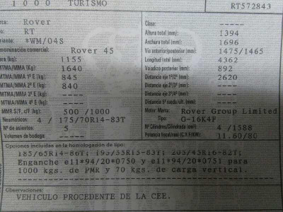 MG ROVER ROVER 45 (RT)