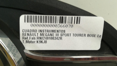 CUADRO INSTRUMENTOS, RENAULT, MEGANE III SPORT TOURER