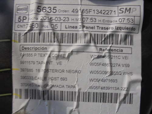  GUARNECIDO PUERTA TRASERA IZQUIERDA SEAT LEON (5F1) 
