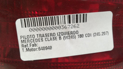 PILOTO TRASERO IZQUIERDO, MERCEDES-BENZ, CLASE B (BM 245)
