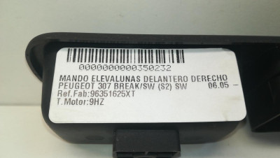 MANDO ELEVALUNAS DELANTERO DERECHO, PEUGEOT, 307 BREAK/ SW (S2)