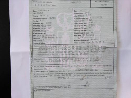  CHEVROLET MATIZ 